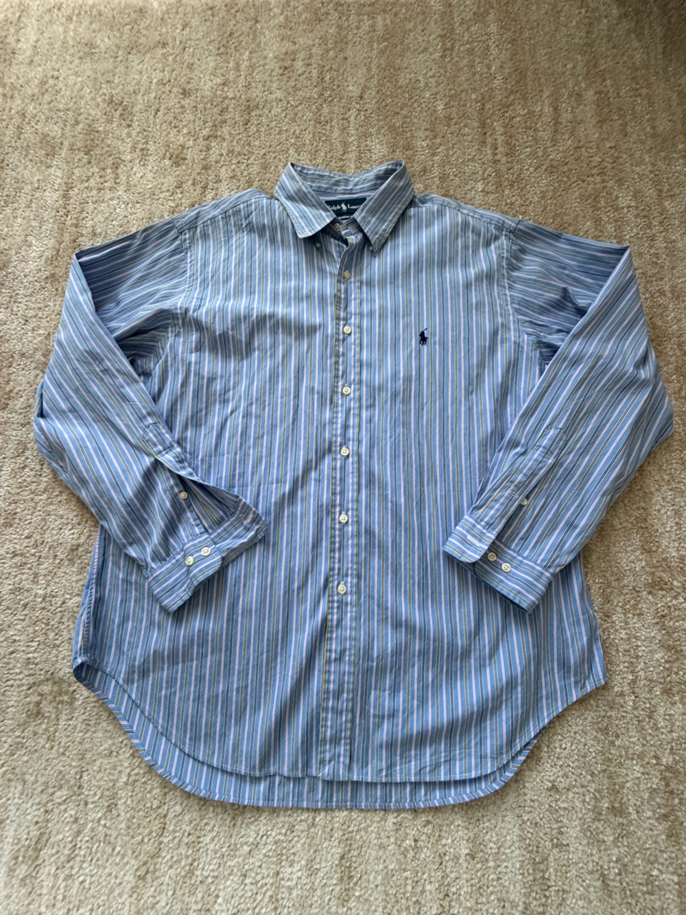 Ralph Lauren Blue Striped Men’s Button-Down Shirt 17 1/2 , 34/35